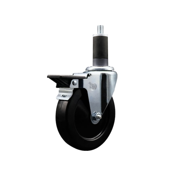 5'' Soft Rubber Swivel 1-1/4'' Expanding Stem Caster with Brake